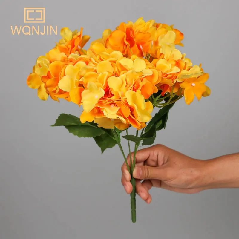 WQNJIN 5-köpfe Hortensienstrauß aus Seide, künstliche Blumen für Party, Hochzeit, Wohnzimmer, Dekoration, Zubehör, Heimdekoration – Detail 2