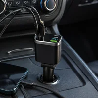 Digital display car charger with retractable cable car PD carcharging 5