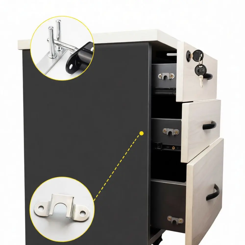 Cabinet Hardware Triple Drawer Lock Linkage Mechanism Zinc Alloy Secure Filing Desk Drawer Latch Metal Furniture Tool