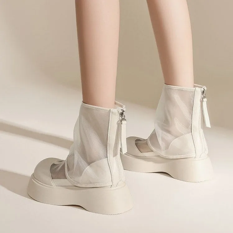 Women's Solid Color Breathable Thick Sole Non-slip Short Sandals Spring and Summer Shoes 2026 New Zipper Design Toe-cap Sandals view 3