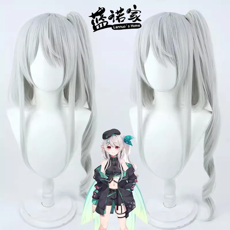 Virtual YouTube Vtuber Pomu Rainpuff Cosplay Wig Halloween Carnival Party Props Synthetic Hair Heat Resistant Fiber + Wig Cap