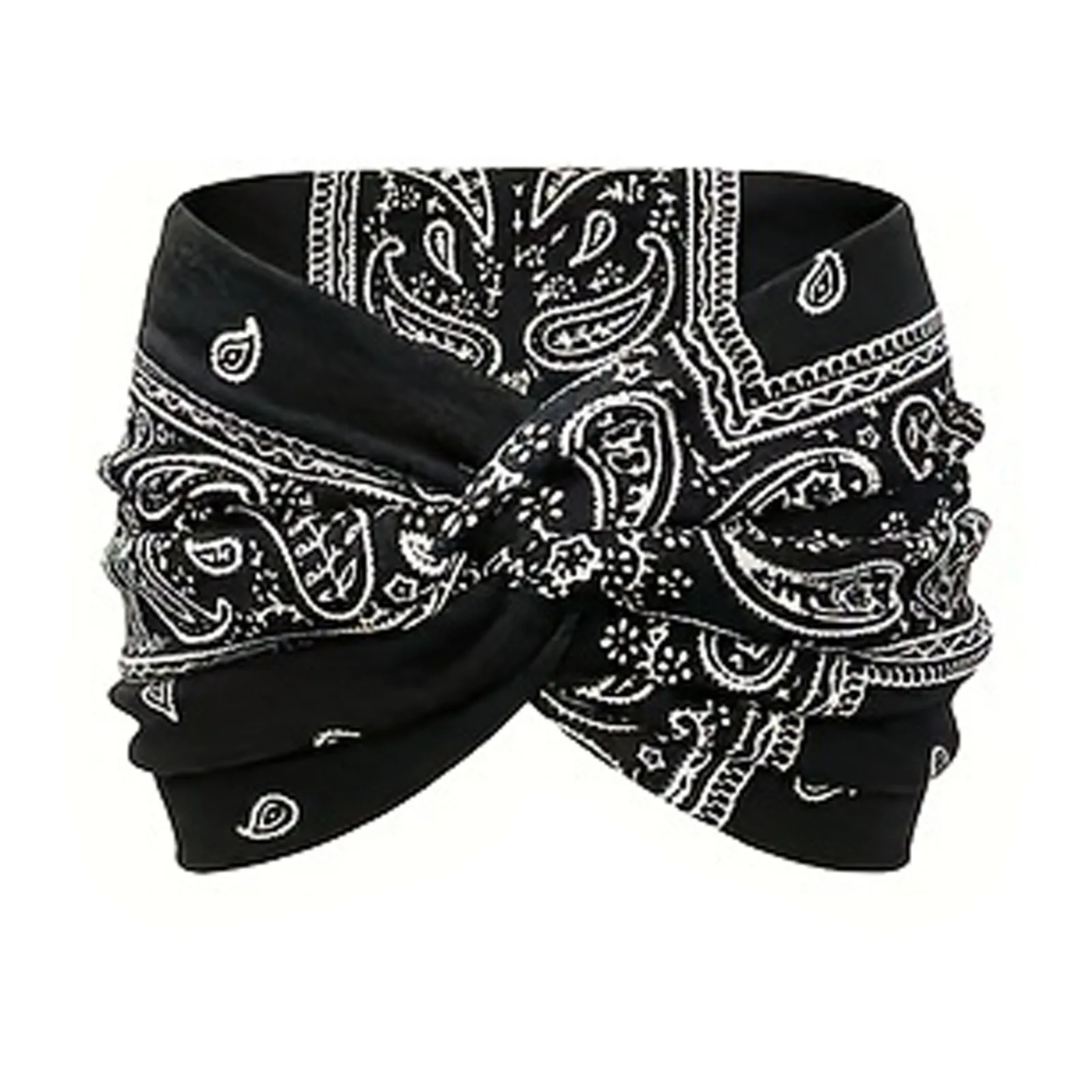 Women Headbands Wide Hair Wrap Turban Paisley Print Twist Headband for Women Large Sport Workout Stretch Non-slip Big Hairbands