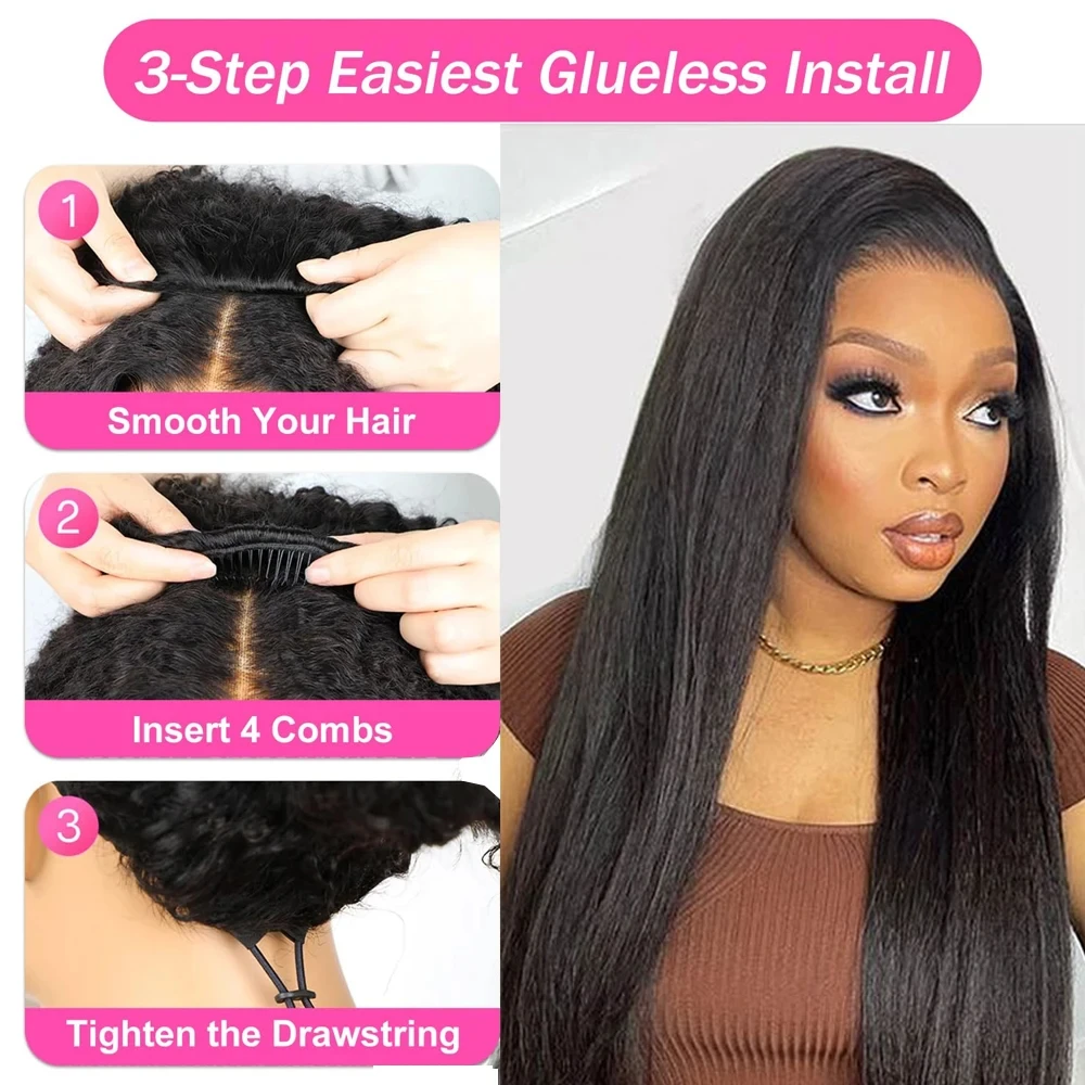 غريب مستقيم نصف شعر مستعار 250% كثافة الشعر البشري 3 في 1 نصف الباروكات ارتداء والذهاب الباروكات الرباط عقال شعر مستعار مع شعري طبيعي