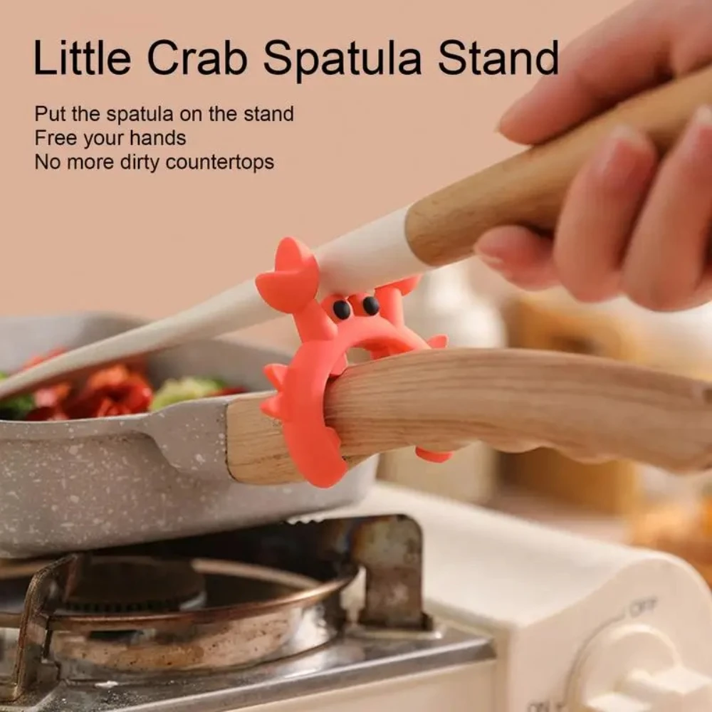 Crab Shaped Silicone Utensil Rest Countertop Ladle Holder Anti Overflow Stove Spatula Holder Kitchen Gadget Red Green