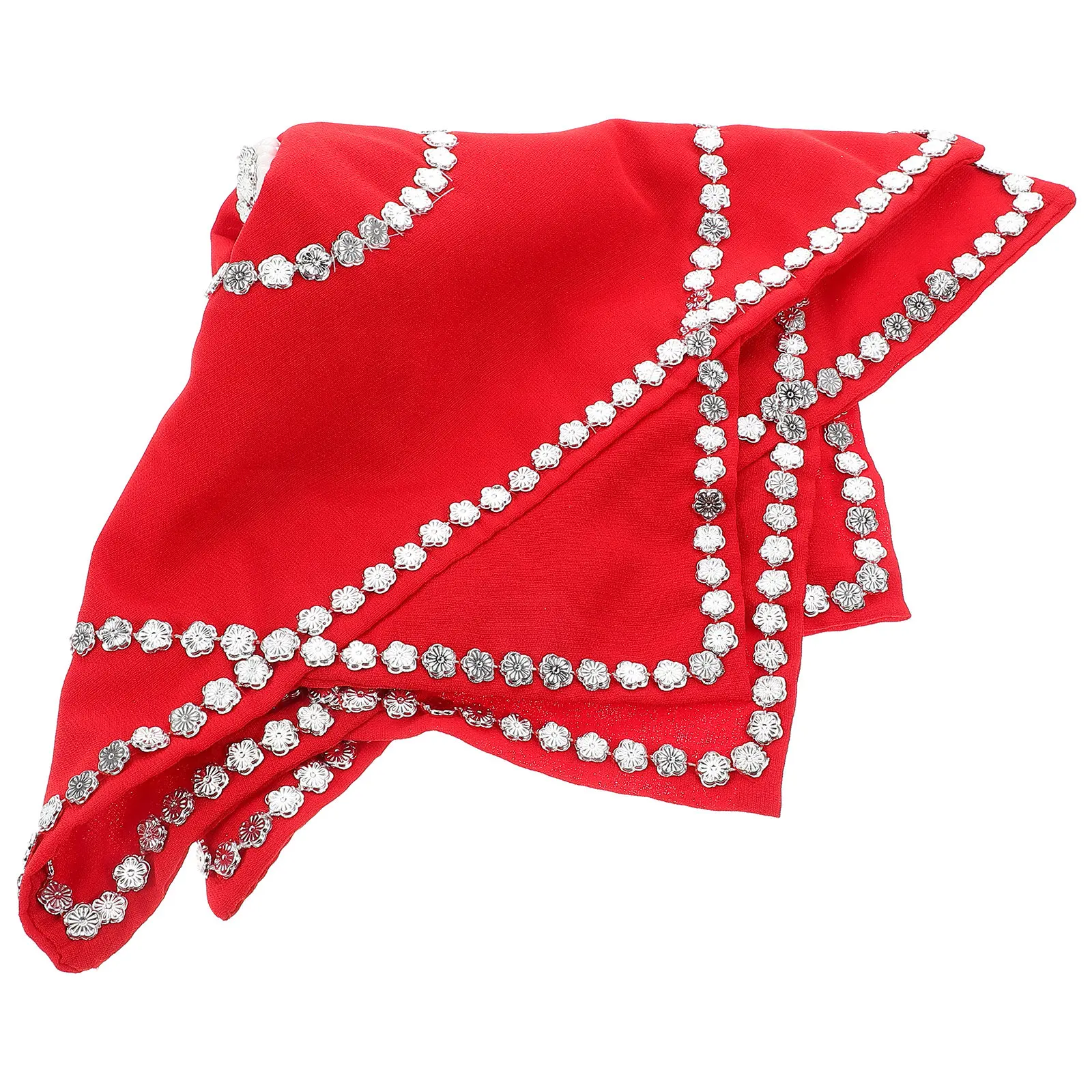 Octagonal Red Dance Handkerchief Flower Decor Chinese New Year Spring Festival Performance Prop for Adults Kids Traditional