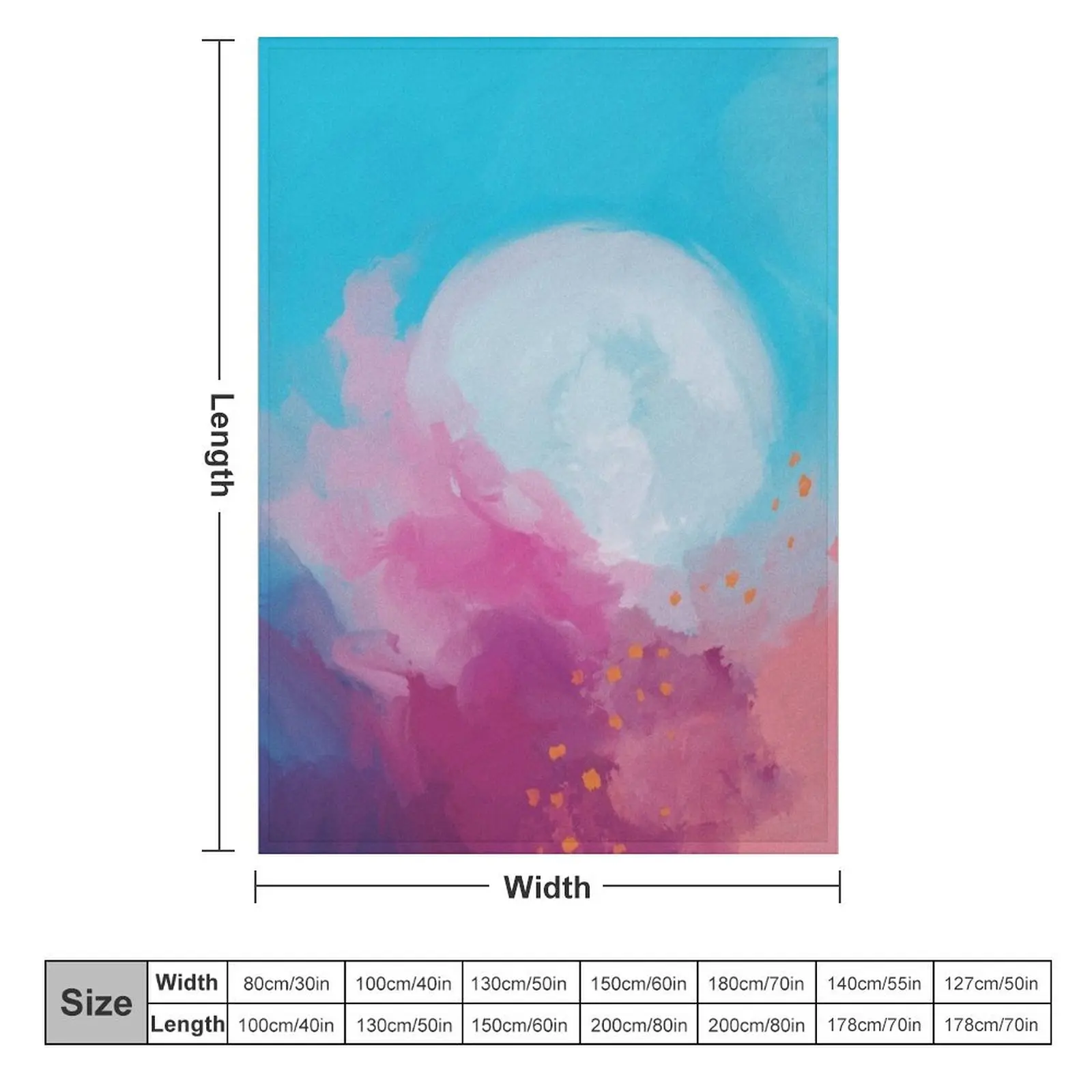 Abstract Dreamy Full Moon - Pink Blue Painting by Morgan Harper Nichols Throw Blanket Sleeping Bag Luxury Thicken Blankets