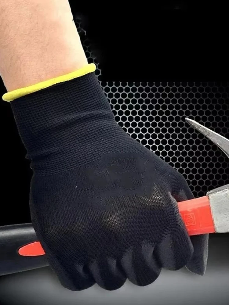 6/12/18PCS Zwart PU-coating Handschoenen Antislip Multi-scenario Nylon PU Handschoenen Duurzaam Tuinmachines Automotive Reparatie - afbeelding 2