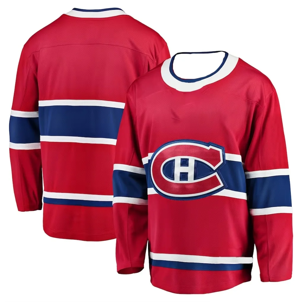 2026 Winter Neues Eishockey-Trikot Herren Rot & Blau Gestreiftes Langarm-Sporttrikot für Freizeit & Sport Kinder – Detail 7