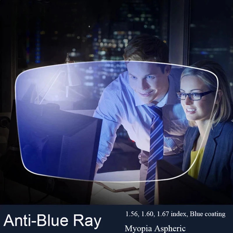 

Anti Blue Light Blocking Lens 1.56 1.60 1.67 Prescription CR-39 Resin Aspheric Glasses Myopia Anti-UV Computer Lenses