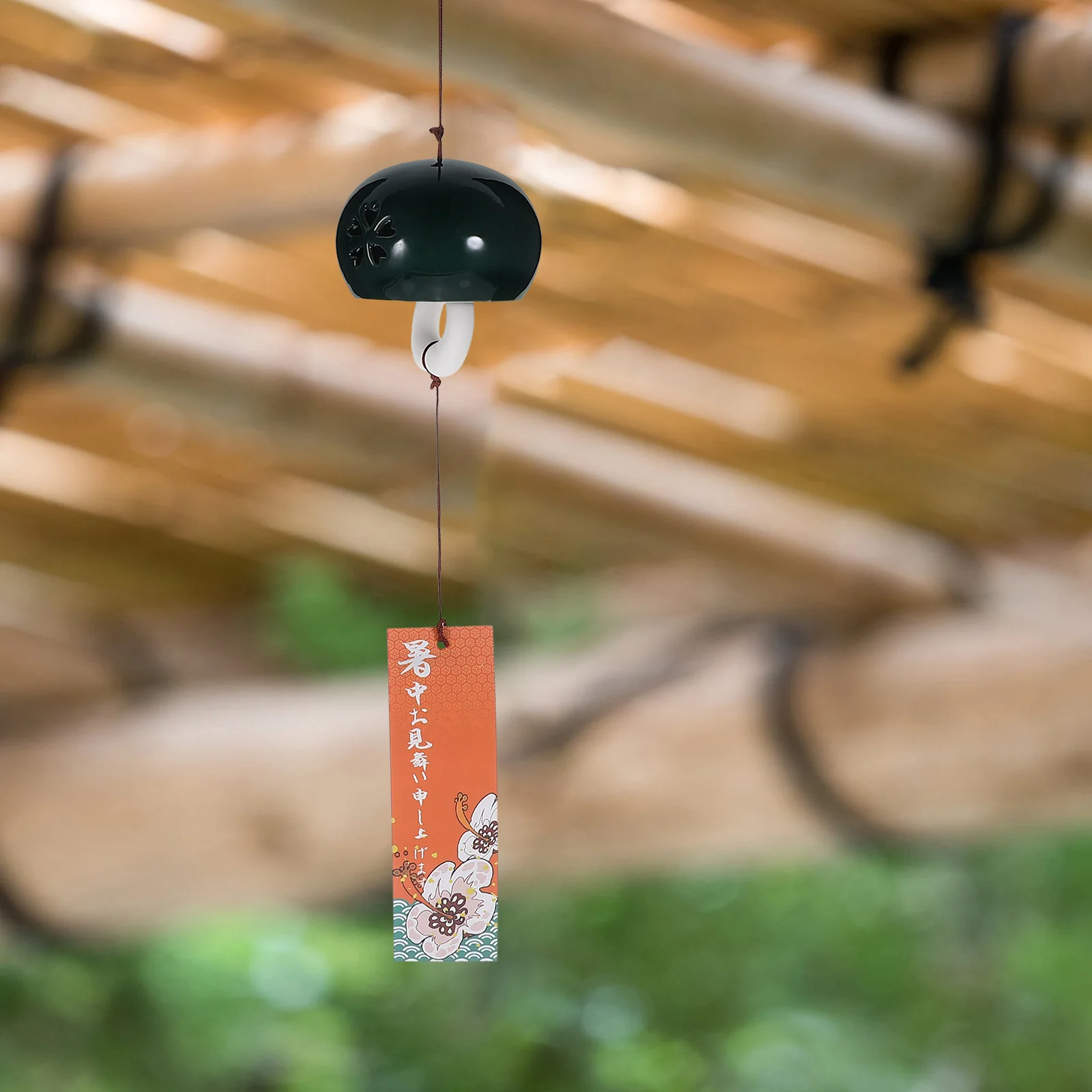 Ceramic Wind Chime Japanese-Style Hanging Decorative Pendant for Garden Yard Balcony Home Decor Vintage Wind Bells Pleasant