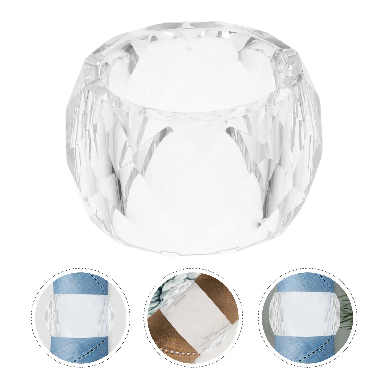 

2Pcs Transparent Crystal Napkin Rings Elegant Clear Table Serviette Holders for Wedding Reception Party Festive Decor