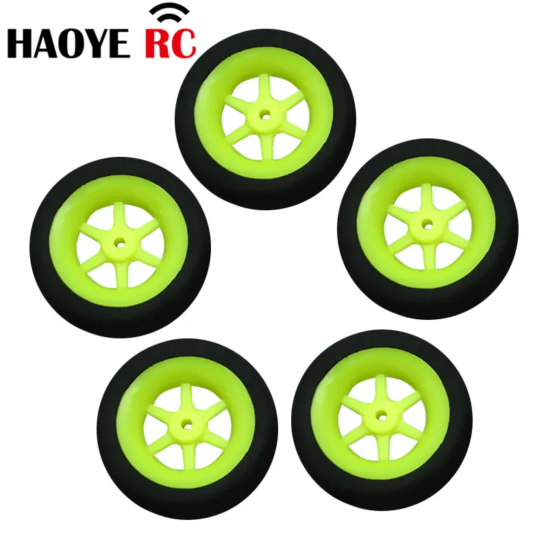 Haoye 10Pcs/Lot 6-Spoke Wheels Sponge Tire Color Yellow Dia30-50mm Super Light Foam For RC Aircraft Model Plane Accessories