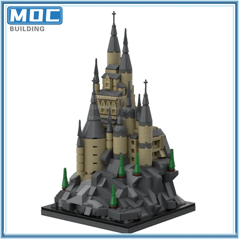 Seria filmów Zamek Hogwart Microscale Magiczny zamek Wieża Model Architektura miejska Klocki Zestaw zabawek dla dzieci Gif