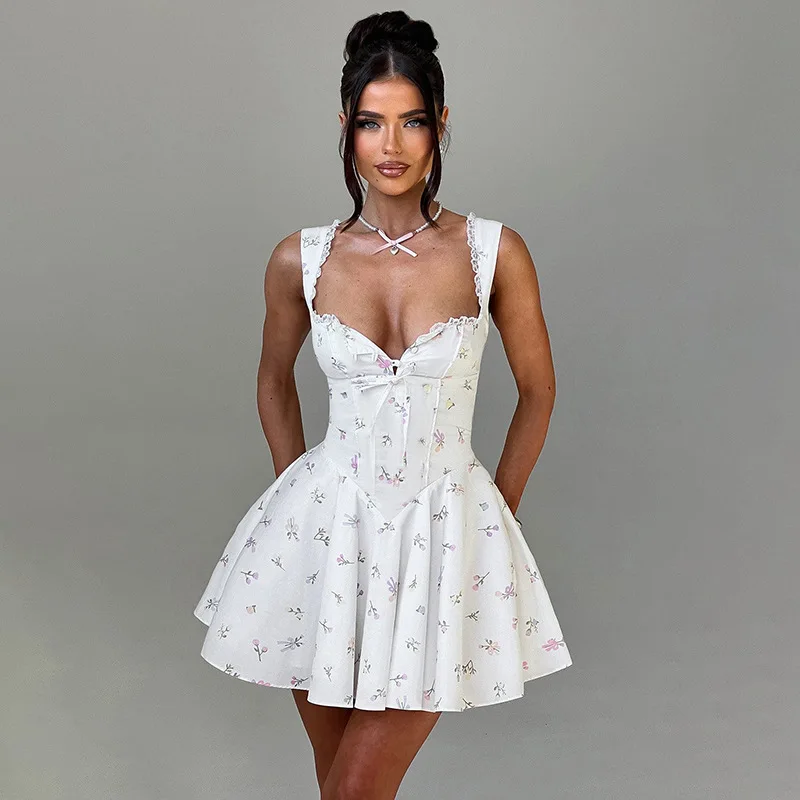 white christmas dresses Celestial Fishbone Corset Bubble-Hem Mini Dress