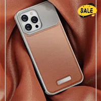 Push-Pull Borderless Leather Metal Phone Case for Iphone13 14 15 16pro Max Simple Design Shockproof Anti-scratch Protector Cover