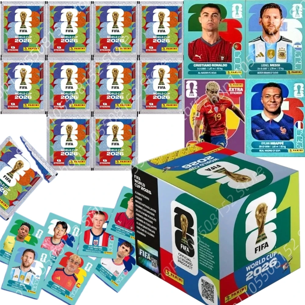 2026 Pacote de Adesivos e Álbum Panini Genuíno da Copa do Mundo Edição Limitada Conjunto de Coleção de Memorabilia de Futebol Presente de Lembrança de Futebol