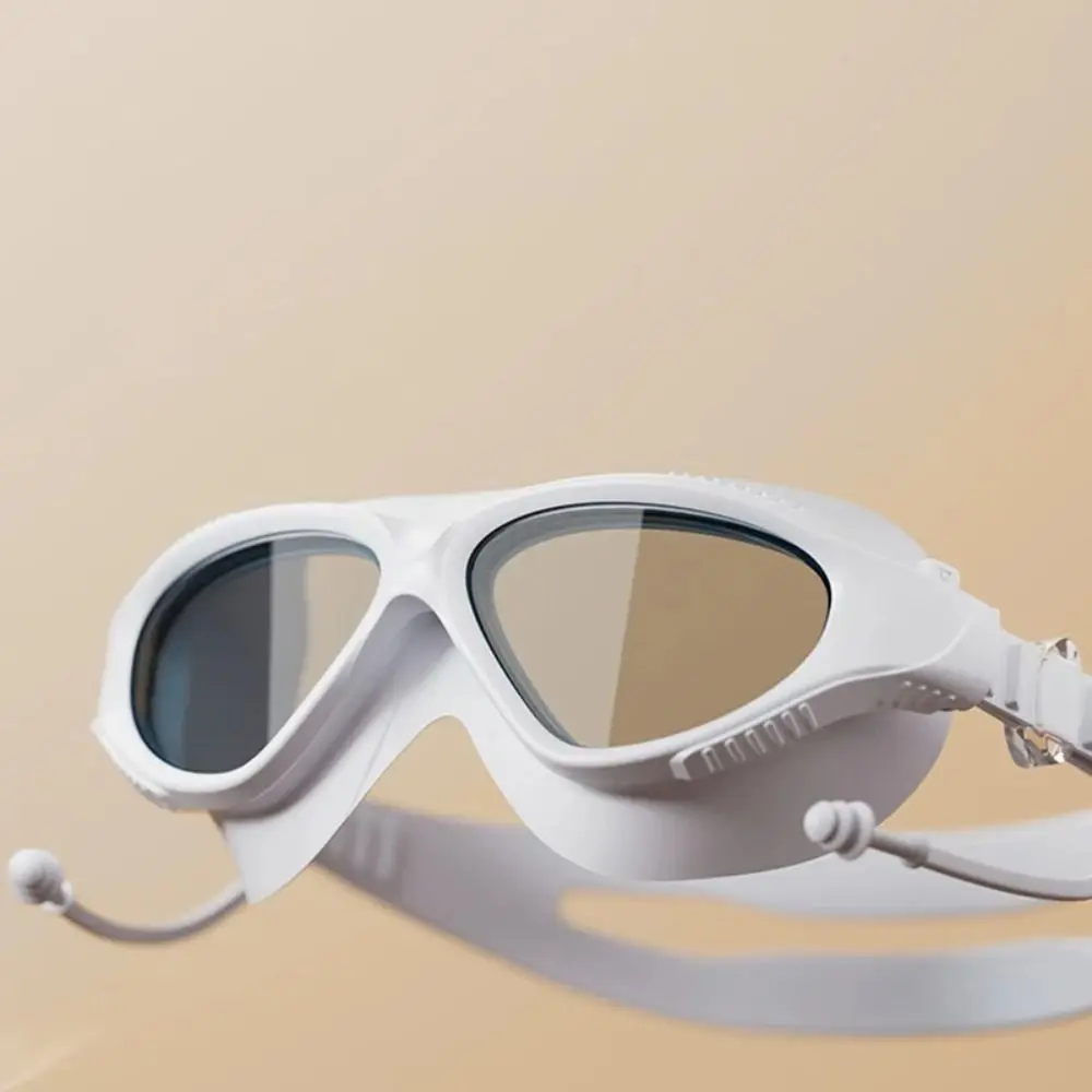 PVC Big Frame Swimming Goggles Big Frame with Earplugs Swimming Glasses with Earplugs HD Adjustable Adjustable Anti-fog Goggles