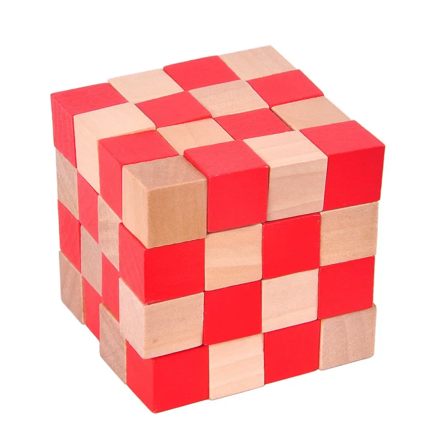 

Four layers IQ Wooden Cube Snake Puzzle Mind Brain Teaser Game for Adults High Difficulty Level