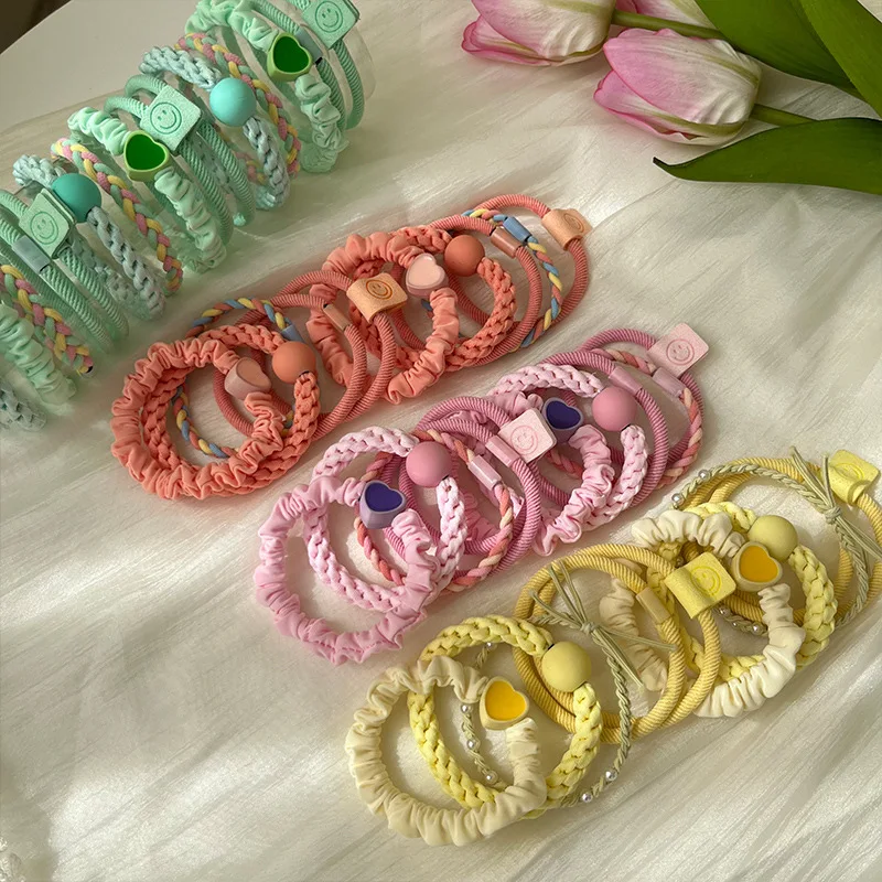 10 Uds. Diadema de cuero para mujer, funda de cola de caballo alta, accesorios para el cabello, banda de goma duradera Simple de alta elasticidad, círculo para el cabello