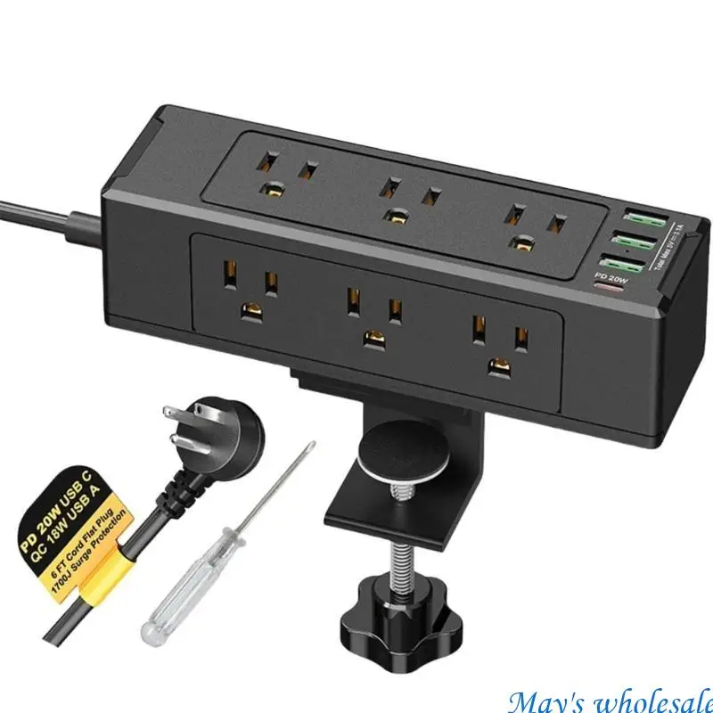 Desktop Mount Power Stations Removable Clamps Socket for Home Office Hotel 448A
