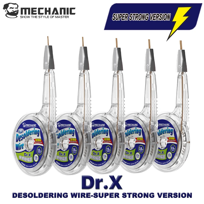 MECHANIC Dr.X 1.5mm-3.5mm Copper Desoldering Braid Solder Wick High Absorption for PCB Phone Motherboard Electronics Repair 2PCS