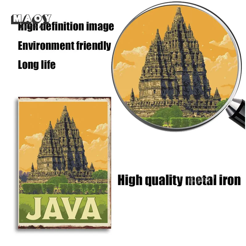 مدينة الشهيرة المشهد Vintage ملصق القصدير علامة معدنية جدارية بودابست مالطا سيدني جدار الفن ديكور لغرفة المعيشة المنزل لوحات معدنية #4