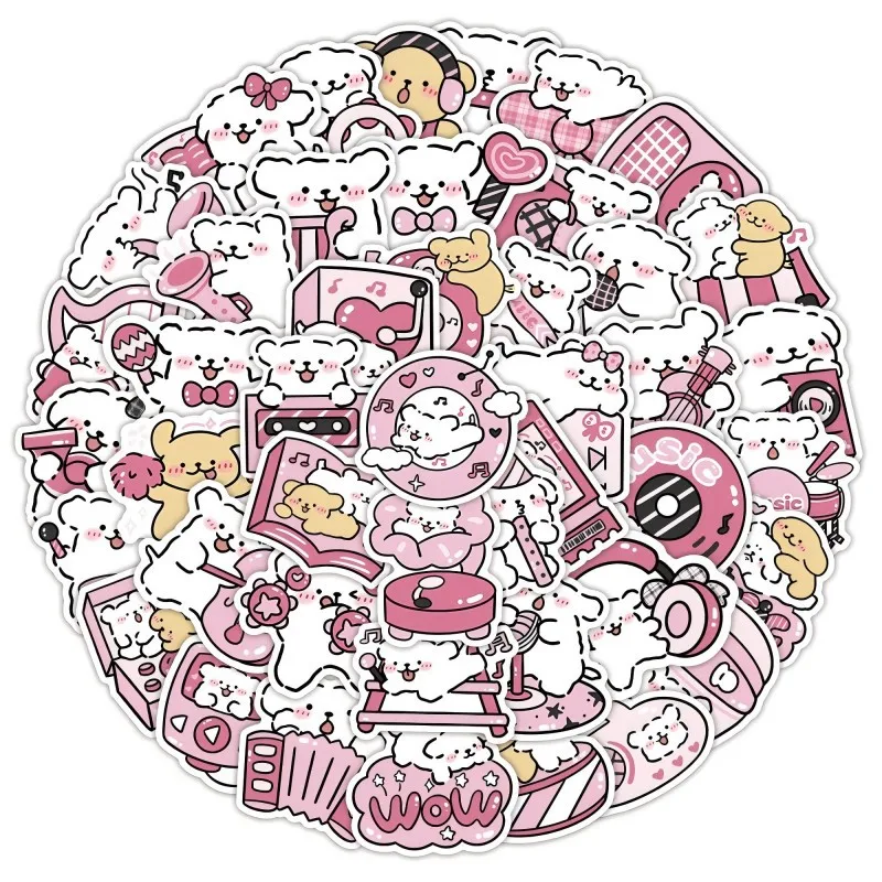 Linha de música dos desenhos animados cão no livro adesivos 50 pçs brinquedo diy portátil bagagem skate mala guitarra graffiti decalque adesivo
