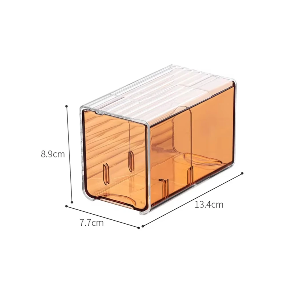 A78I Wall-Mounted Cotton Pad and Swab Organizer Box, Punch-Free Transparent Plastic Cosmetic Storage Container with Drawer C
