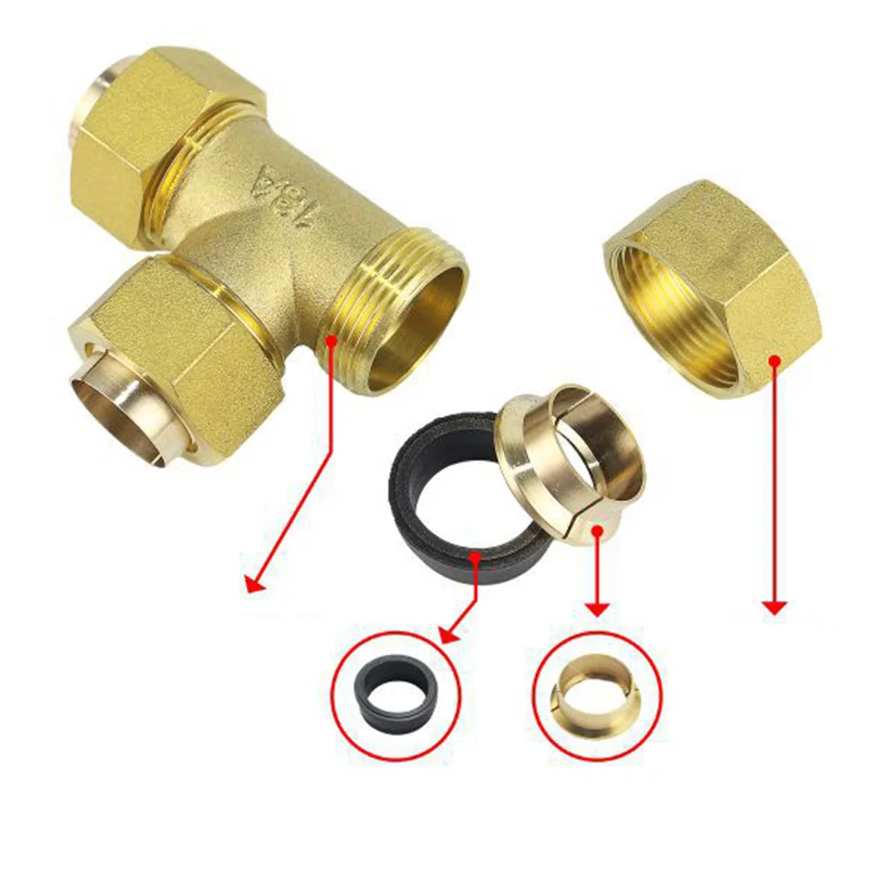 

Brass Composite Pipe TPiece Connector for Drinking Water Heating Systems High Pressure Resistance Easy Installation