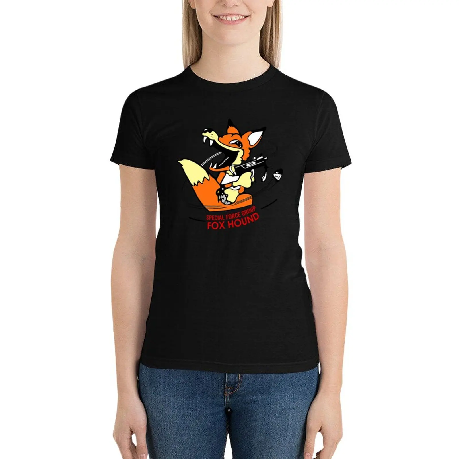 Camiseta de Grupo Especial Fox Hound para mujer, ropa vintage, tops de talla grande, tops de verano, camisetas de talla grande, ajuste suelto