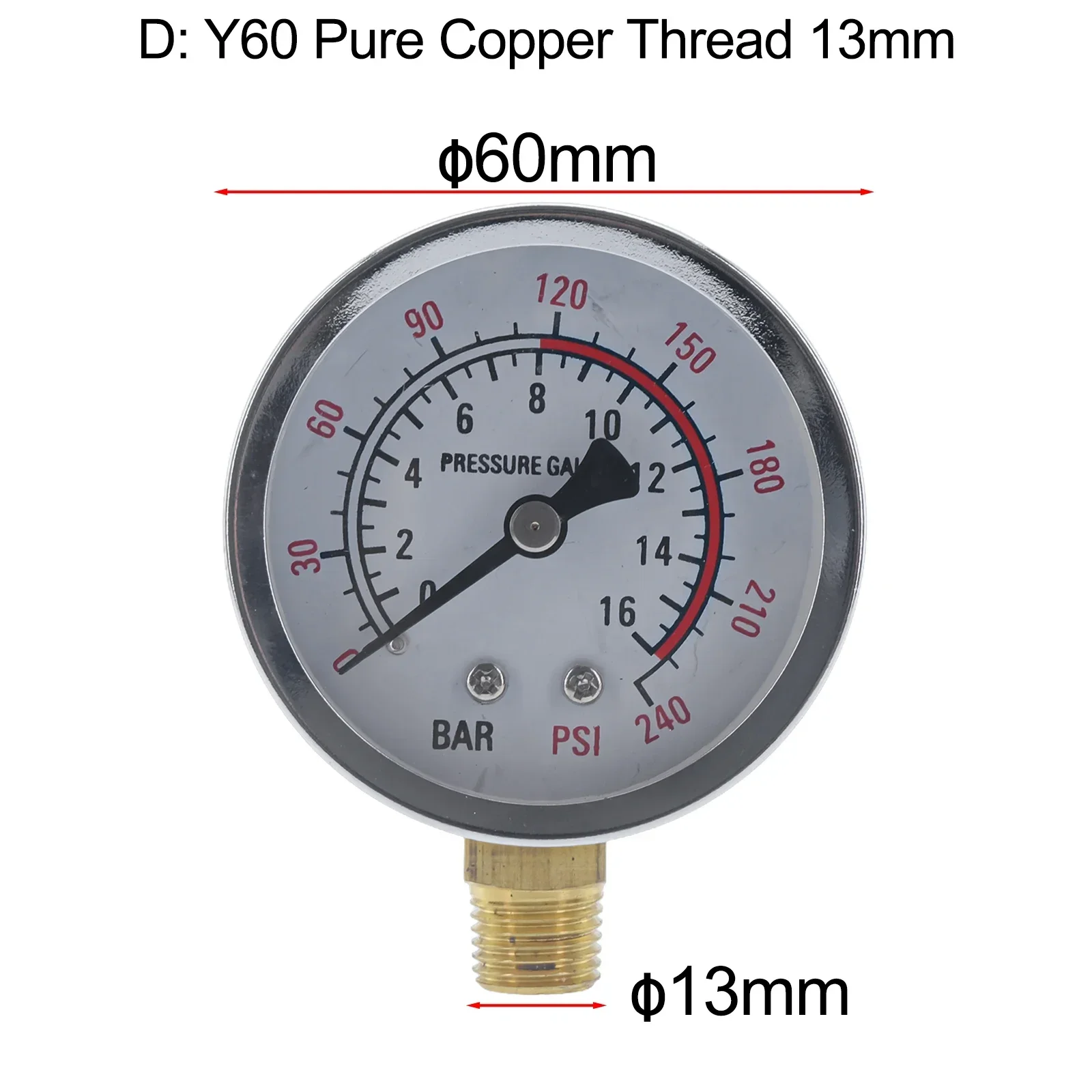 Y60 Pressure Gauge 0-1.6Mpa 0-230PSI Pool Filter Water Pressure Dial Hydraulic Pressure Gauge Meter Manometer For Air Compressor