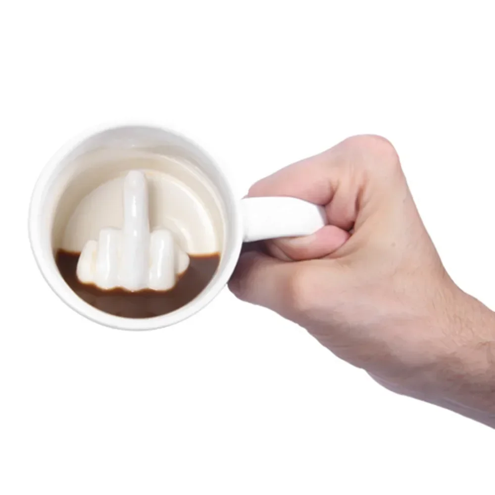 Creative Coffee Mug Ceramic Middle Finger Funny Cup for Office Coffee Milk Tea Cups Porcelain Personality Gifts Home Bar Decor