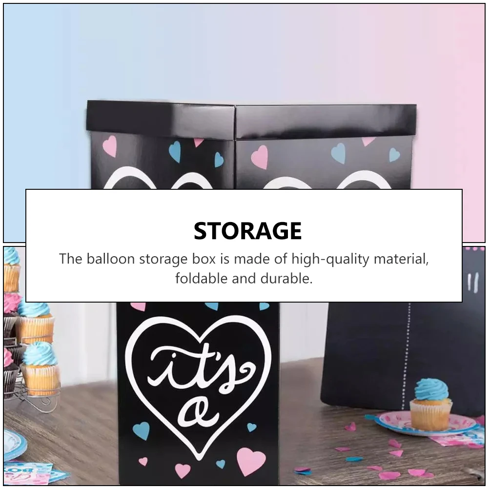 

1Pc Gender Reveal Balloon Box Black Durable Storage Container For Boys And Girls Birthday Party Decorations