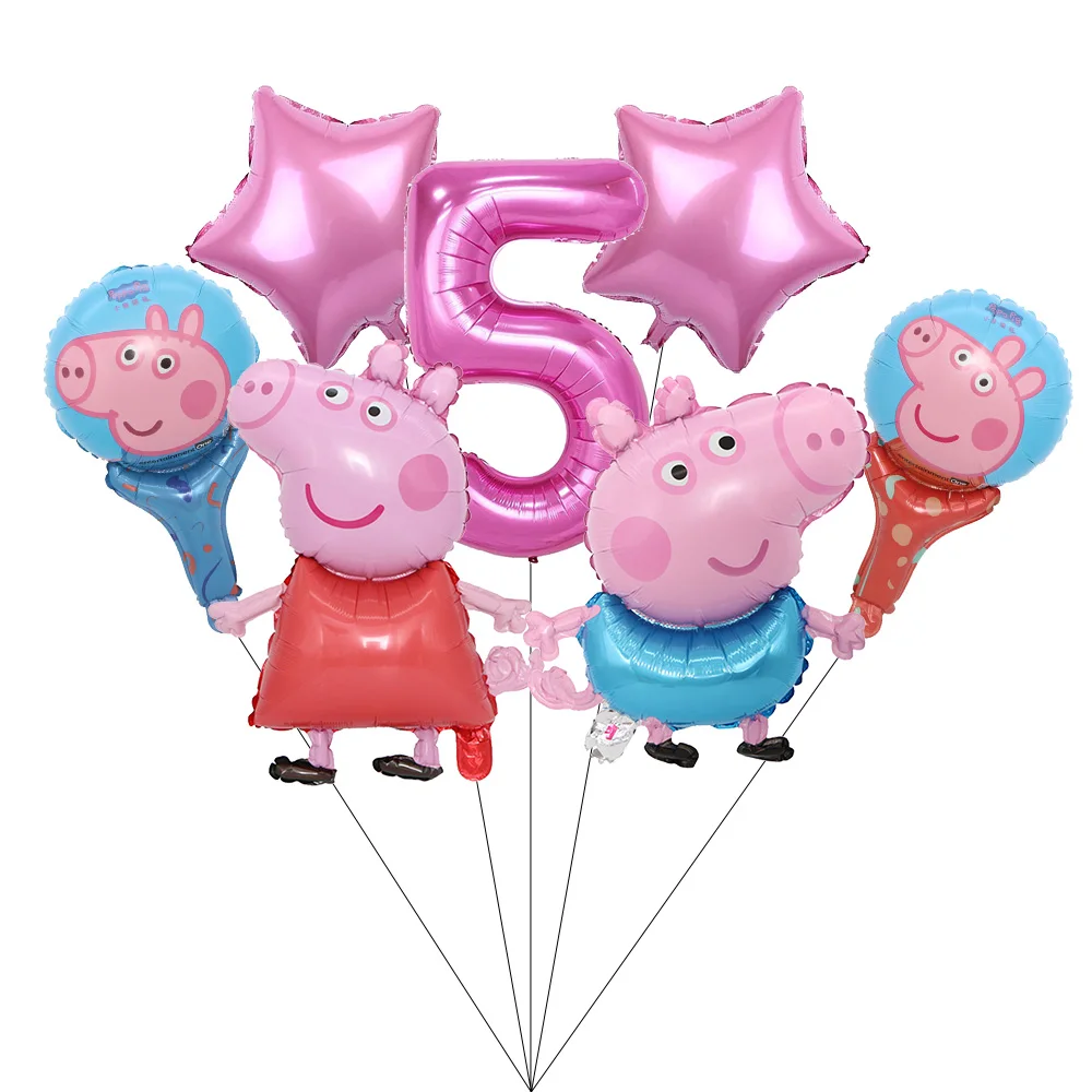 Cartoon Rosa Peppa Pig Geburtstagsparty Dekorations-Set George Pig Partyzubehör Teller Kindergeburtstag Geschenke Babyparty – Detail 6
