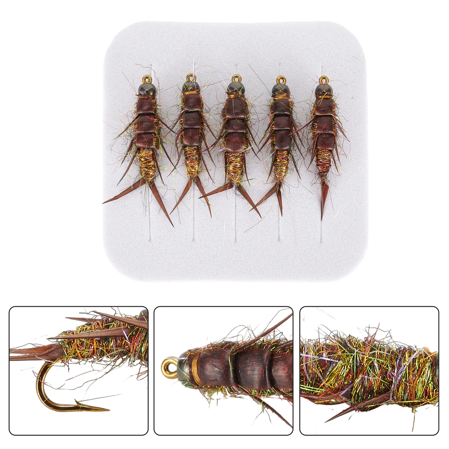 

5pcs Fly Fishing Hook Nymph Stonefly Lure Fly Bait For Trout Bass Grayling Fly Fishing Hook Nymph Fly Bait For Trout Bass Grayli