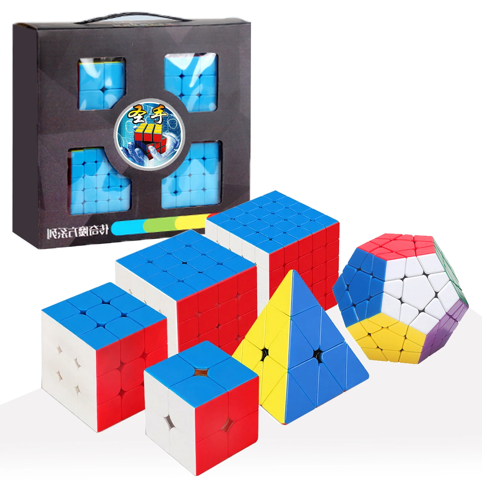 سينغسو سبيد كيوب 2x2 3x3 4x4 5x5 ميجامينكس ومكعب الهرم مجموعة مكعبات سحرية بدون ملصقات بسلاسة للأطفال والكبار #1
