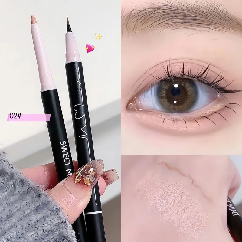 Double-head Lying Silkworm&EyeLiner Pen Waterproof Long Lasting Natural  Shimmer Glitter Eyeshadow Pencil Korean Makeup Cosmetic