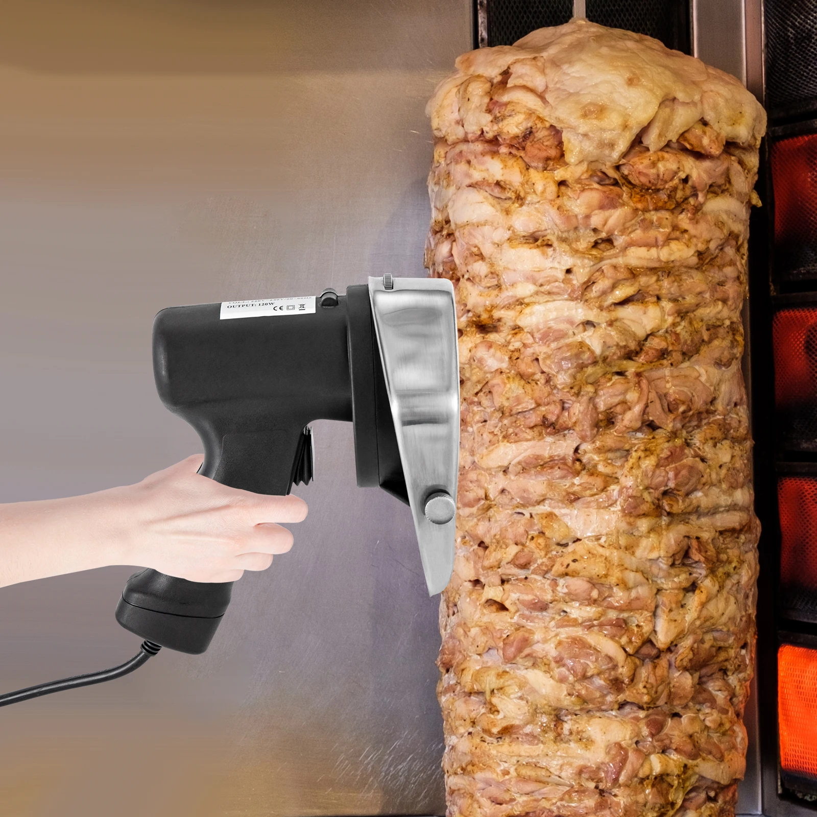 

120W Electric Barbecue Slicer Stainless Steel Portable Sliced Cutter Doner Cutting Knife Machine