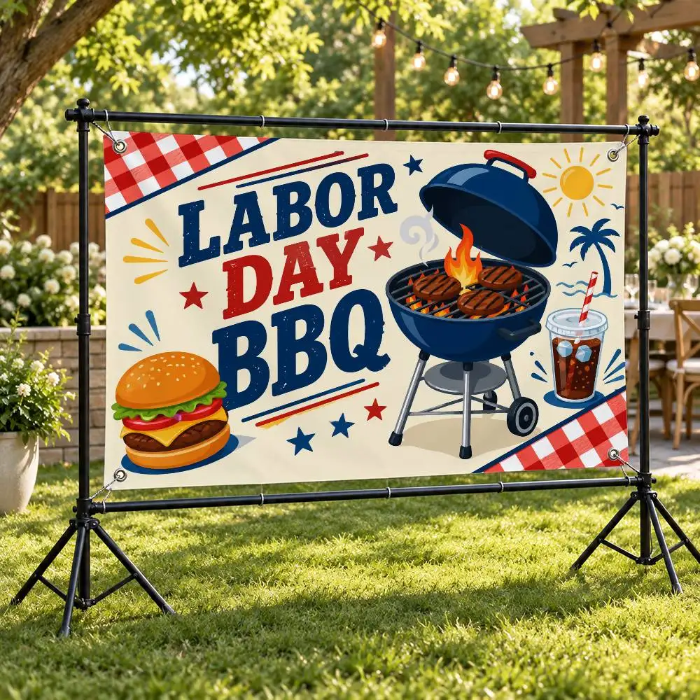 Labor Day Barbecue Gathering Aesthetic Wall Tapestry Flag Printed Wall Hanging Living Room Party Outdoor Decor