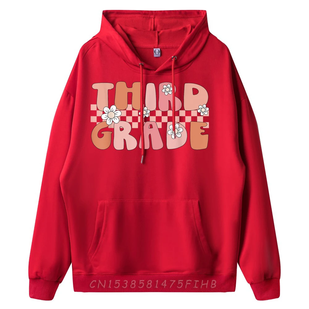 3rd Grade Vibes Retro Groovy Hoodies Boyfriend Vintage Casual Streetwear Hoodies Long Sleeve Newest Graphic Hoodies Crew Neck