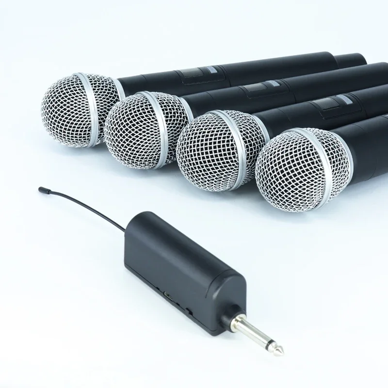 Professional Wireless Microphone 4 Channels Karaoke Handheld  Chargeable Easy Use Outdoor With Suitcase