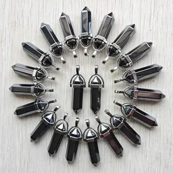 Natural Hematite stone Fashion point pillar pendulum pendants for jewelry making necklaces  Wholesale 24pcs/lot free shipping