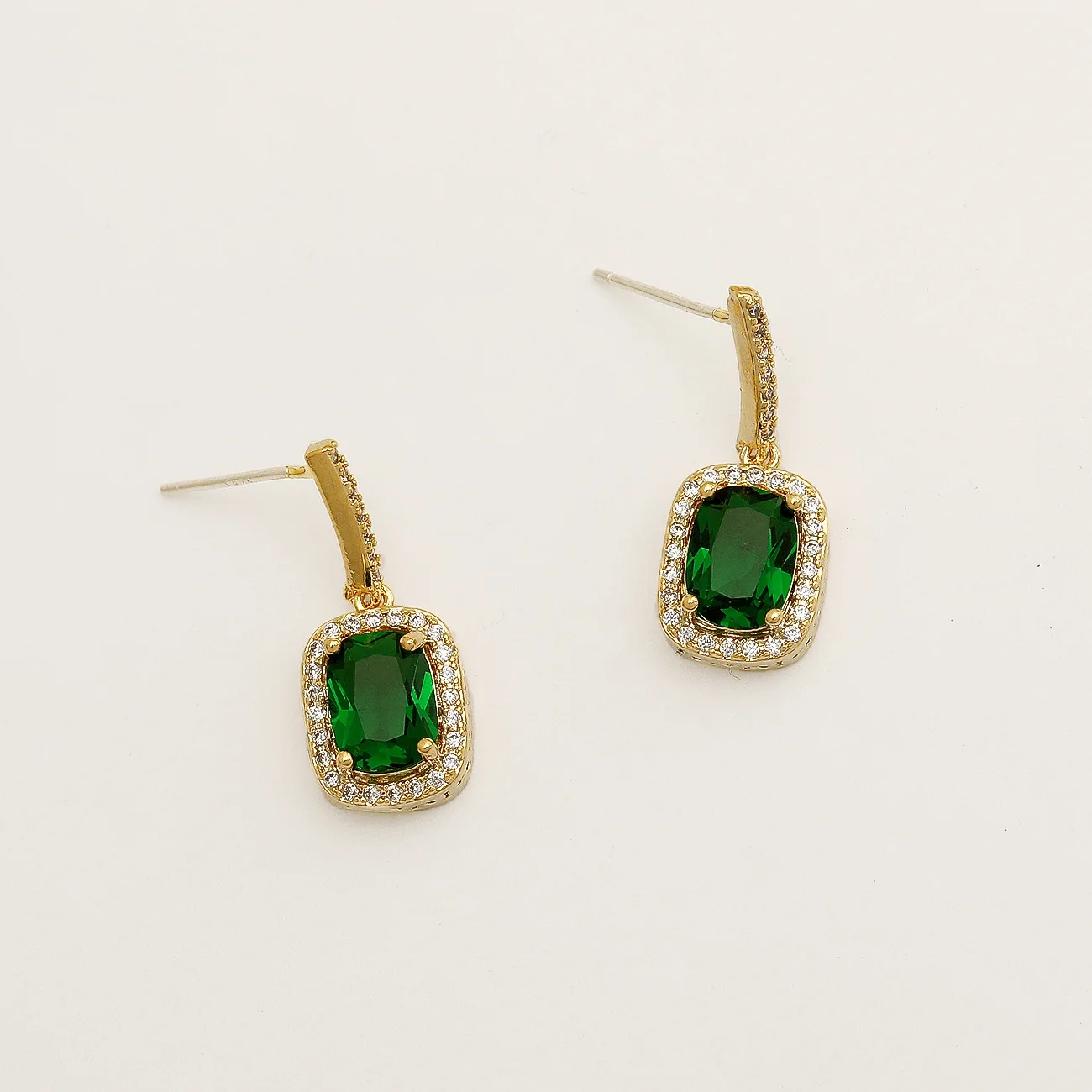 Green Crystal Earrings for Women Geometry Square Dangle Earrings New Fashion Rhinestones Drop Earrings Party Luxury Jewelry Gift