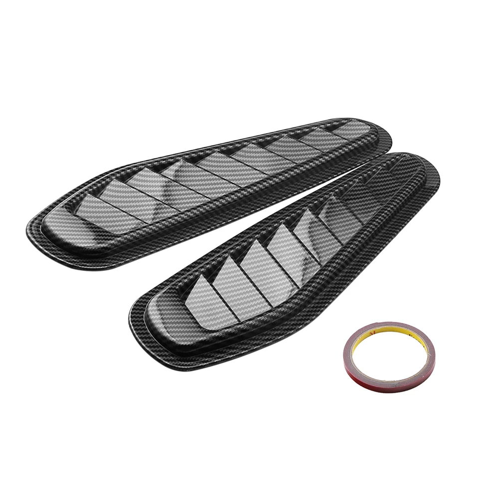 1Pair Universal Car Decorative Cell Air Flow Intake Hood Scoop Bonnet Glossy Black Vent Cover Stickers Decoration Styling