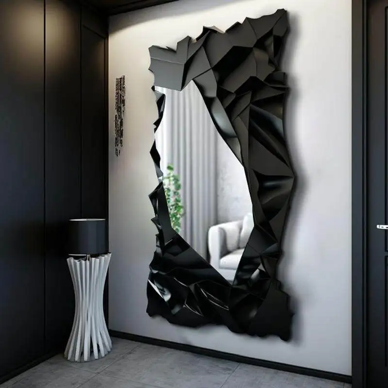 

Black Decoration Retro Mirror Universal Classic Compact Bedroom Art Mirror Wall Makeup Custom Espelho Banheiro Decoration Room