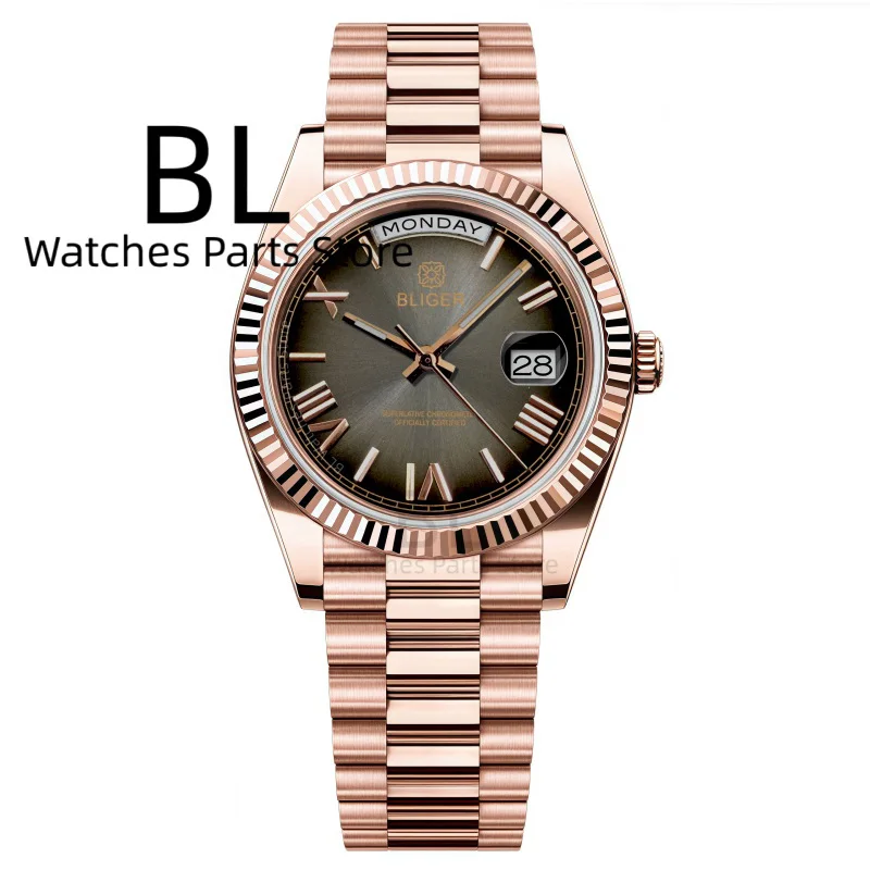 

BLIGER DD36DD40 Two Sizes Lady's Rose Gold Luxury Automatic Watch Mechanical Wristwatch For Men Sapphire Glass Waterproof Watch