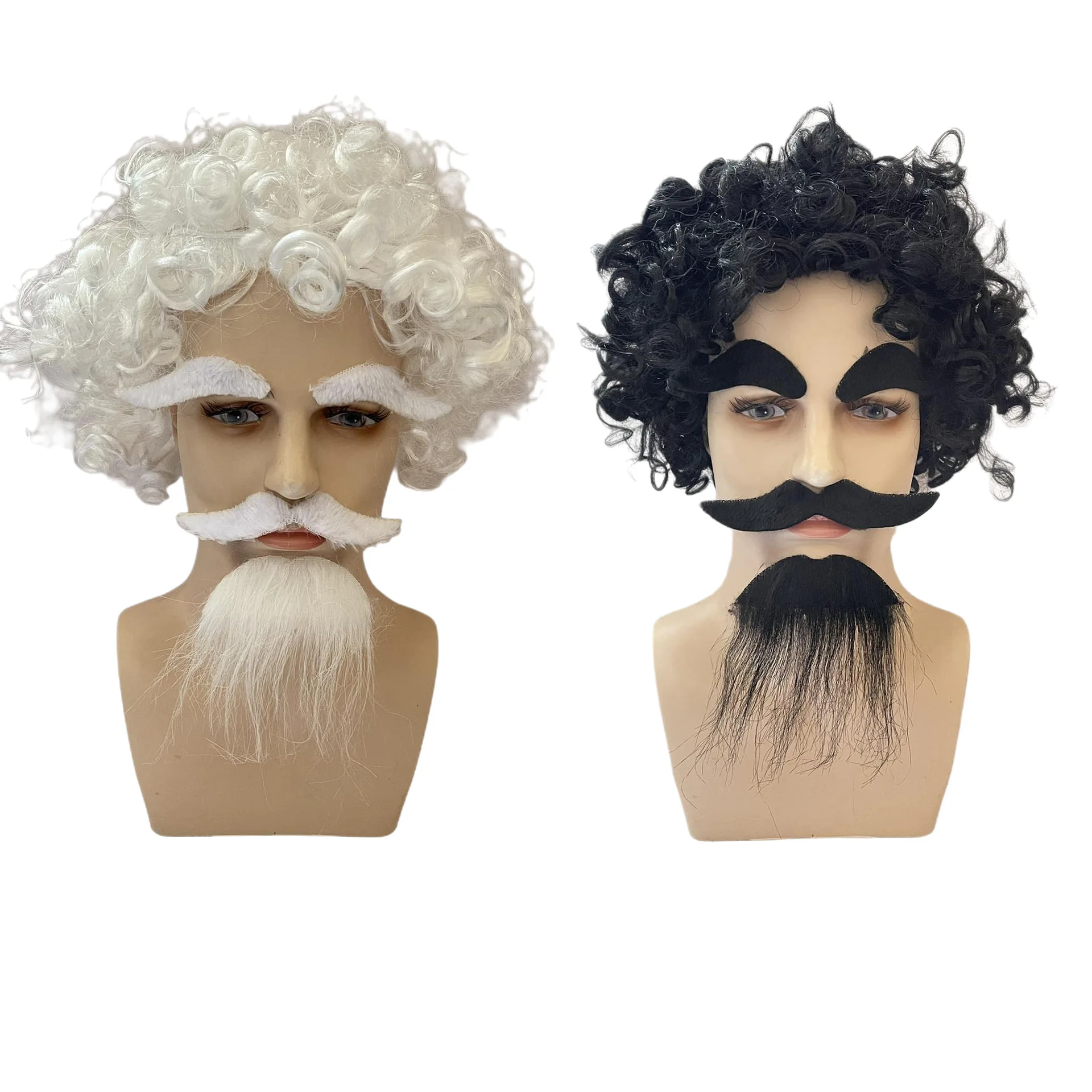 Funny Prom Dress Up Wig Santa Claus Wig White Exploding Head Pirate Wig Beard Character Costume Party Props