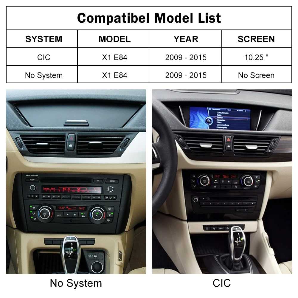 Road Top 10.25 " Android Auto Head Unit Wireless Carplay Car Multimedia Touch Screen for BMWX1 E84 2009-2015 With CIC System