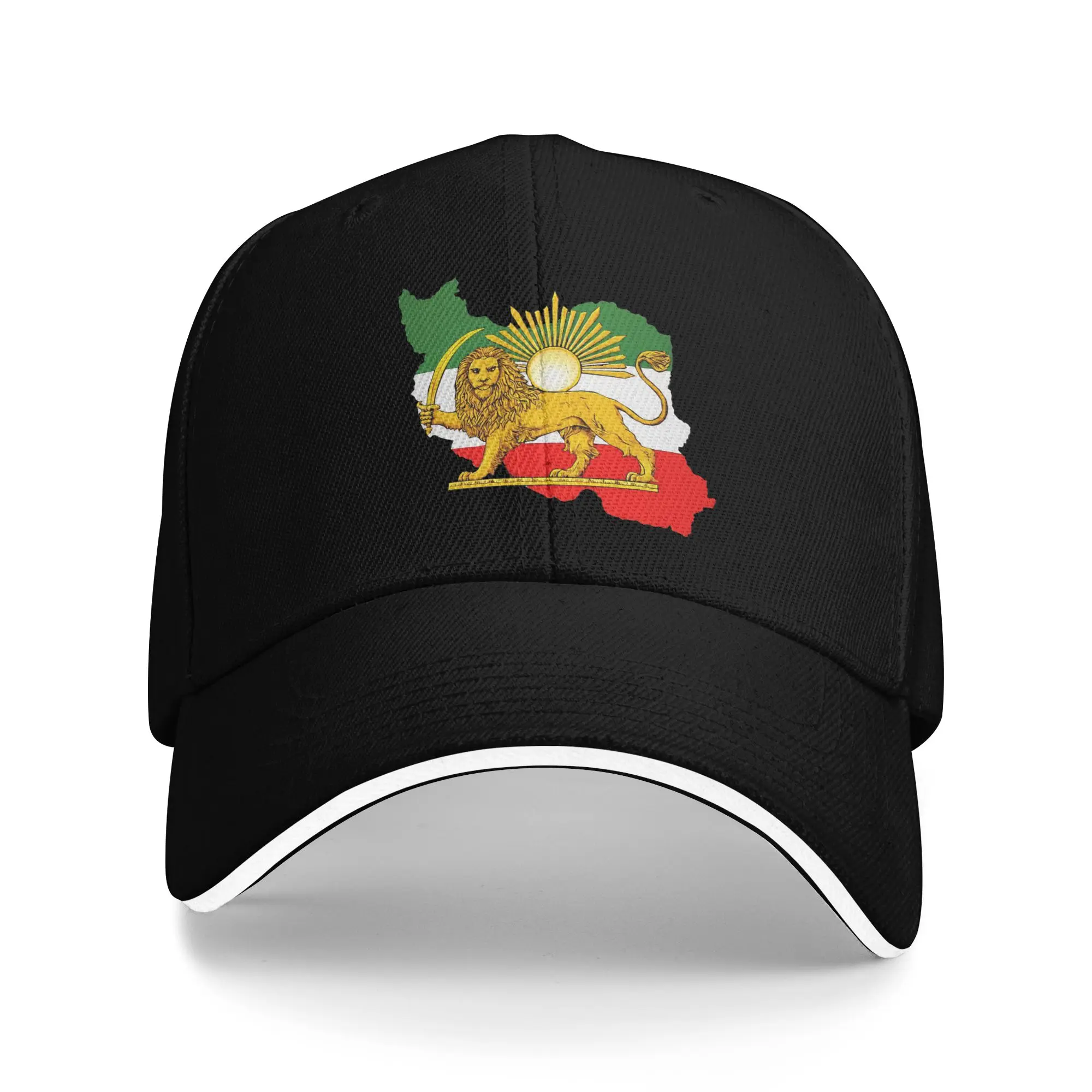 Gorra De Béisbol Casual Con Mapa De La Bandera De Irán Con Emblema De León Y Sol, Estilo Vintage Persa, Gorra De Camionero Para
