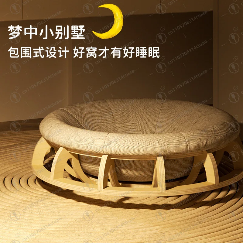 All Season Wooden Round Pet Bed Hot Selling Top Shaped Bed for Cats and Dogs